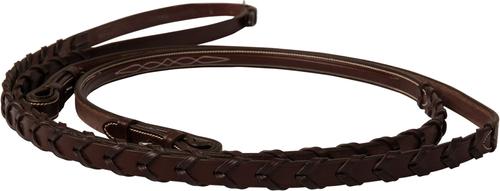 Show full view: Huntley Equestrian Sedgwick Fancy Stitched Square Raised Laced Horse Reins, Brown, Full slide 7 of 7