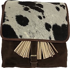 Huntley Equestrian Suede Leather Designer Shoulder Backpack, Brown