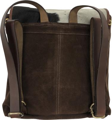 Show full view: Huntley Equestrian Suede Leather Designer Shoulder Backpack, Brown slide 3 of 7