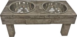 Huntley Pet Berjen Table Elevated Double Bowl Dog & Cat Feeder, Brown, Large slide 2 of 9