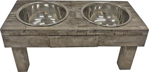 Show full view: Huntley Pet Berjen Table Elevated Double Bowl Dog & Cat Feeder, Brown, Large slide 7 of 10