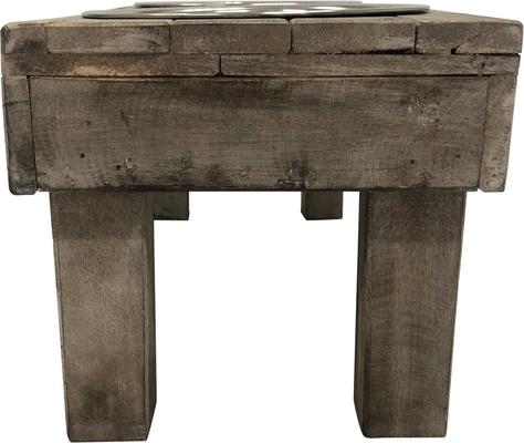 Show full view: Huntley Pet Berjen Table Elevated Double Bowl Dog & Cat Feeder, Brown, Large slide 5 of 10