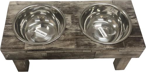 Show full view: Huntley Pet Berjen Table Elevated Double Bowl Dog & Cat Feeder, Brown, Large slide 4 of 10