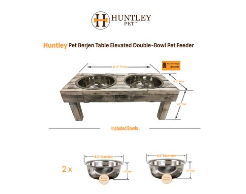 Show full view: Huntley Pet Berjen Table Elevated Double Bowl Dog & Cat Feeder, White Wash, Large slide 8 of 9