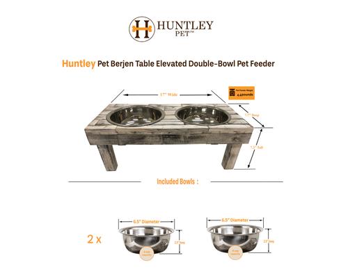 Show full view: Huntley Pet Berjen Table Elevated Double Bowl Dog & Cat Feeder, White Wash, Small slide 8 of 9