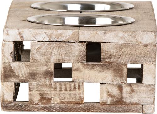 Show full view: Huntley Pet Elevated Double Feeder Stainless Steel Bowls Dog & Cat Feeder, Berjen Block, Small slide 4 of 9