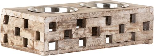 Show full view: Huntley Pet Elevated Double Feeder Stainless Steel Bowls Dog & Cat Feeder, Berjen Block, Small slide 5 of 9