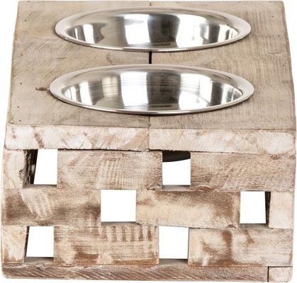 Show full view: Huntley Pet Elevated Double Feeder Stainless Steel Bowls Dog & Cat Feeder, Berjen Block, Small slide 3 of 9