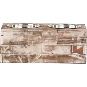 Huntley Pet Elevated Double Feeder Stainless Steel Bowls Dog & Cat Feeder, Berjen, Large