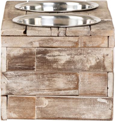 Show full view: Huntley Pet Elevated Double Feeder Stainless Steel Bowls Dog & Cat Feeder, Berjen, Large slide 5 of 11