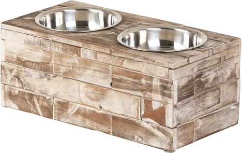 Show full view: Huntley Pet Elevated Double Feeder Stainless Steel Bowls Dog & Cat Feeder, Berjen, Large slide 4 of 11