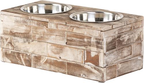 Show full view: Huntley Pet Elevated Double Feeder Stainless Steel Bowls Dog & Cat Feeder, Berjen, Large slide 3 of 11