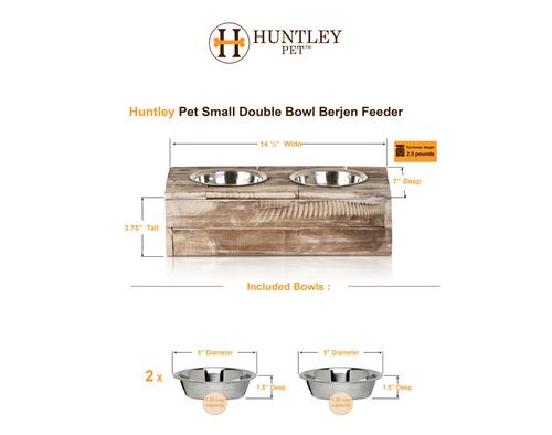Show full view: Huntley Pet Elevated Double Feeder Stainless Steel Bowls Dog & Cat Feeder, Berjen, Large slide 9 of 11