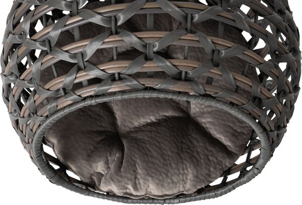 Huntley Pet Hemisphere Rattan Elevated with Cushion Dog & Cat Bed, Grey, Medium