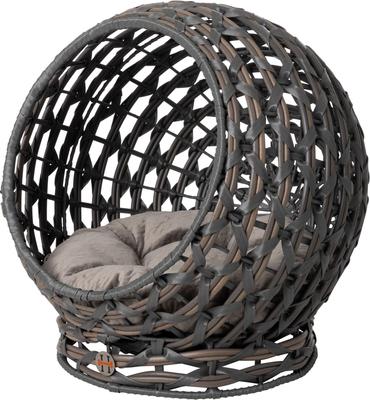 Show full view: Huntley Pet Hemisphere Rattan Elevated with Cushion Dog & Cat Bed, Grey, Medium slide 2 of 11