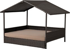 Huntley Pet Rattan Wicker Indoor Outdoor Cabana Raised Dog & Cat Bed, Brown, Large slide 1 of 9