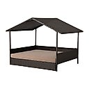 Huntley Pet Rattan Wicker Indoor Outdoor Cabana Raised Dog & Cat Bed, Brown, Large