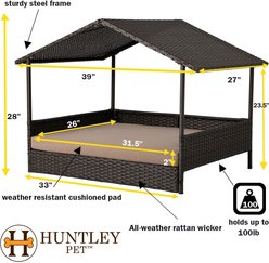 Huntley Pet Rattan Wicker Indoor Outdoor Cabana Raised Dog & Cat Bed, Brown, Large slide 2 of 9