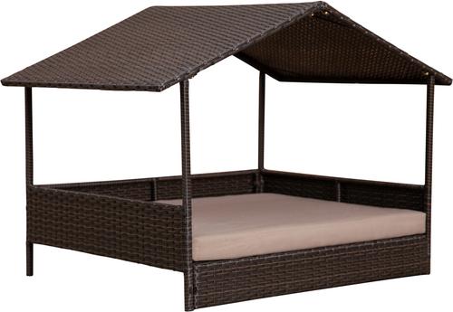 Show full view: Huntley Pet Rattan Wicker Indoor Outdoor Cabana Raised Dog & Cat Bed, Brown, Large slide 3 of 10