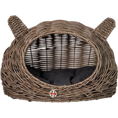 Huntley Pet Huntley Pet Wicker Cat Shaped Small Dog & Cat Bed, Grey, Medium