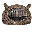 Huntley Pet Wicker Cat Shaped Small Dog & Cat Bed, Grey, Medium