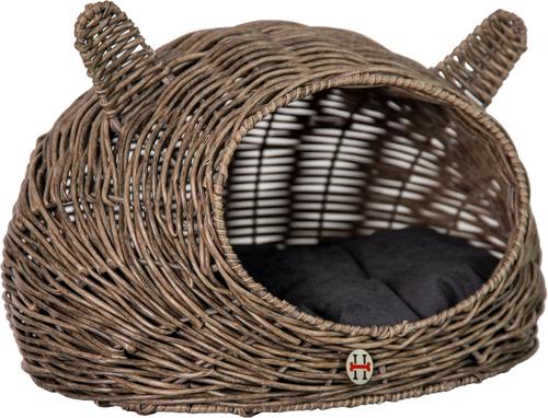 Show full view: Huntley Pet Wicker Cat Shaped Small Dog & Cat Bed, Grey, Medium slide 2 of 7