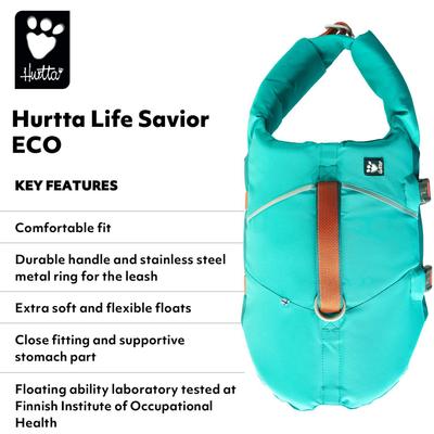 Show full view: Hurtta Life Savior ECO Dog & Cat Life Jacket, Peacock, 33-44 lbs slide 4 of 5