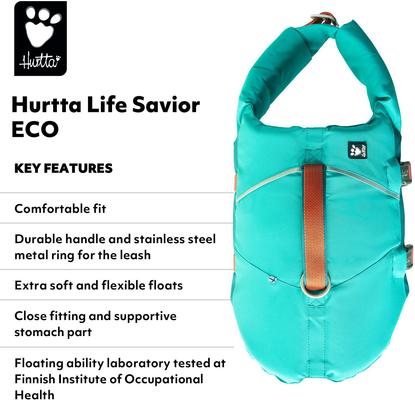 Show full view: Hurtta Life Savior ECO Dog & Cat Life Jacket, Peacock, 44-66 lbs slide 5 of 6