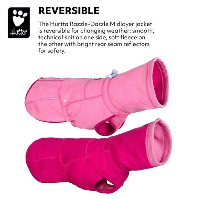 Show full view: Hurtta Razzle-Dazzle Midlayer Reversible Dog Coat, 10-in, Beetroot slide 3 of 6