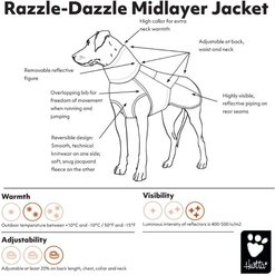 Hurtta Razzle-Dazzle Midlayer Reversible Dog Coat, 10-in, Blackberry slide 2 of 6