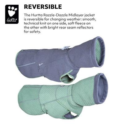 Show full view: Hurtta Razzle-Dazzle Midlayer Reversible Dog Coat, 10-in, Blackberry slide 3 of 7