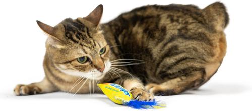 Show full view: Huxley & Kent Cat Flufferfinger Cat Toy, Yellow/Blue slide 5 of 6