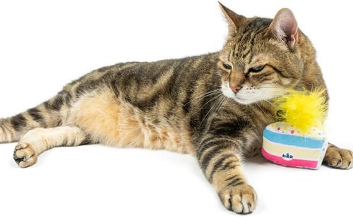Show full view: Huxley & Kent Cat Meh' A Wish Cake Cat Toy, Blue/Yellow/Pink slide 6 of 6