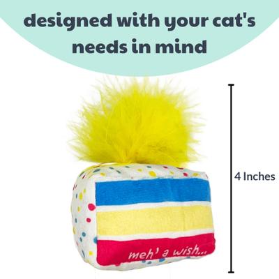 Show full view: Huxley & Kent Cat Meh' A Wish Cake Cat Toy, Blue/Yellow/Pink slide 4 of 6
