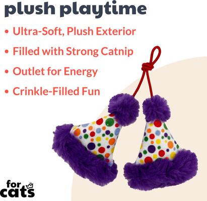 Show full view: Huxley & Kent Cat Party Hats Cat Toy, Purple/White slide 2 of 10