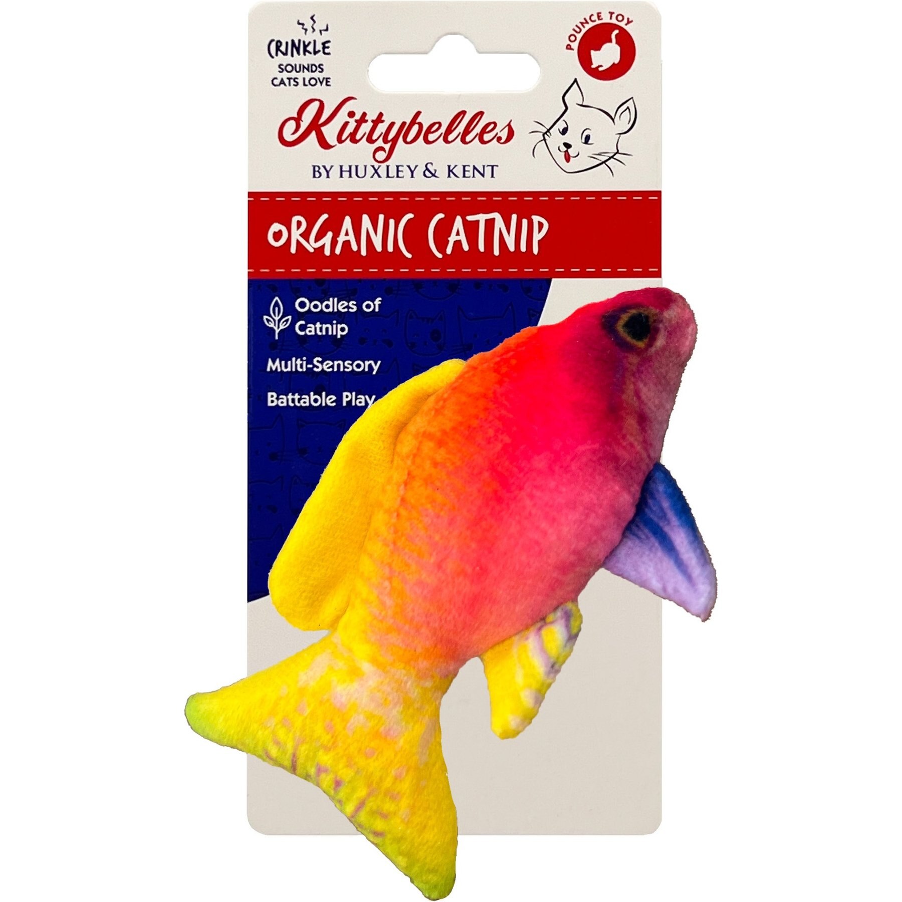 Huxley & Kent Cat Rainbow Guppy Cat Toy, Red/Yellow