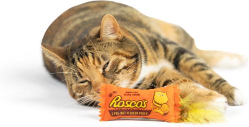 Show full view: Huxley & Kent Cat Roscos Fluffer Puffs Cat Toy, Orange slide 5 of 6