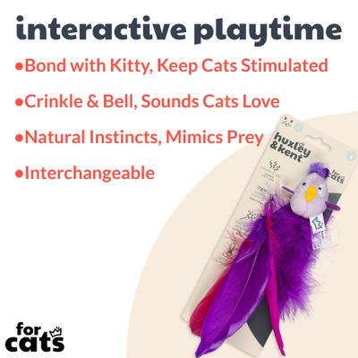 Show full view: Huxley & Kent Cat Wand Refill 2 Pack Birdy Feather Teasers Cat Toy, Purple slide 2 of 6