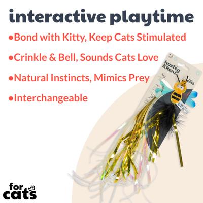 Show full view: Huxley & Kent Cat Wand Refill 2 Pack Buzz Bee Streamers Cat Toy, Yellow/Black slide 2 of 7