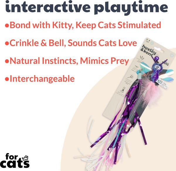 Huxley & Kent Cat Wand Refill 2 Pack Dragonfly Streamers Cat Toy, Purple