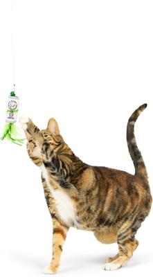 Show full view: Huxley & Kent Cat Wand Refill 2 Pack Kitty Klaw Lime Feather Teasers Cat Toy, Green/Teal slide 4 of 6