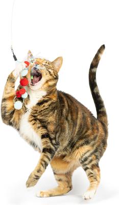 Show full view: Huxley & Kent Cat Wand Refill 2 Pack Purrs Light Streamers Cat Toy, Gray/Red slide 4 of 5