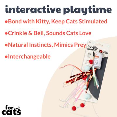 Show full view: Huxley & Kent Cat Wand Refill 2 Pack Purrs Light Streamers Cat Toy, Gray/Red slide 2 of 5