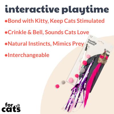 Show full view: Huxley & Kent Cat Wand Refill 3 Pack Pink Mouse Tails Teasers Cat Toy, Pink/Gray slide 2 of 9