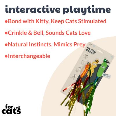 Show full view: Huxley & Kent Cat Wand Refill 3 Pack Snacky Teasers Cat Toy, Green/Yellow/Tan/Red slide 2 of 6