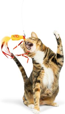 Show full view: Huxley & Kent Cat Wand Teaser Hairball Whisky Cat Toy, Tan/Red slide 5 of 10