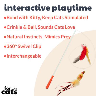 Show full view: Huxley & Kent Cat Wand Teaser Hairball Whisky Cat Toy, Tan/Red slide 2 of 10