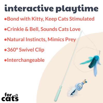 Show full view: Huxley & Kent Cat Wand Teaser Kitty Loco Cat Toy, Blue slide 2 of 11