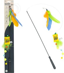 Huxley & Kent Cat Wand Teaser Sour Scratch Cat Toy, Green/Blue/Yellow