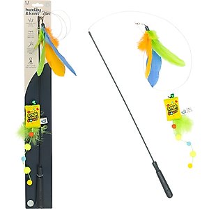 Huxley & Kent Cat Wand Teaser Sour Scratch Cat Toy, Green/Blue/Yellow